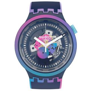 ΡΟΛΟΙ SWATCH SO27N112 SWATCH Big Bold Rainbow Win The Night Blue Silicone Strap