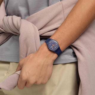 ΡΟΛΟΙ SWATCH  SO28I700 SWATCH Essentials Trendy Lines At Night Blue Silicone Strap