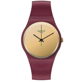 ΡΟΛΟΙ SWATCH SO28R102 SWATCH Gents Golden Shijian Bordeaux Plastic Strap