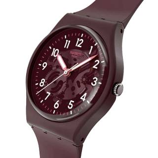 ΡΟΛΟΙ SWATCH  SO28R115 SWATCH Essentials Thru The Crown Glass Bordeaux Biosourced Strap