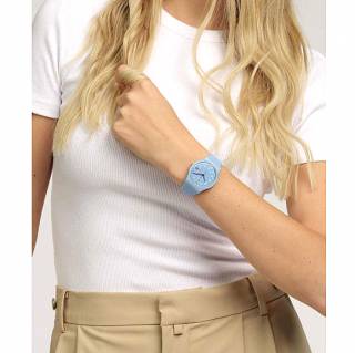 ΡΟΛΟΙ SWATCH SO28S704 SWATCH Essentials Trendy Lines In The Sky Light Blue Silicone Strap