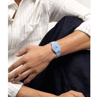 ΡΟΛΟΙ SWATCH SO28S704 SWATCH Essentials Trendy Lines In The Sky Light Blue Silicone Strap