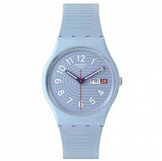 ΡΟΛΟΙ SWATCH SO28S704 SWATCH Essentials Trendy Lines In The Sky Light Blue Silicone Strap