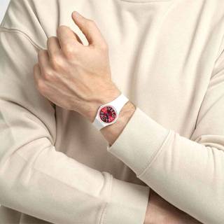 ΡΟΛΟΙ SWATCH  SO28W109 SWATCH Valentine’s Day Purest Love White Silicone Strap