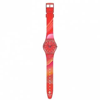 ΡΟΛΟΙ SWATCH  SO28Z105SWATCH Beijing 2022 Collection Charm Of Calligraphy Red Silicone Strap