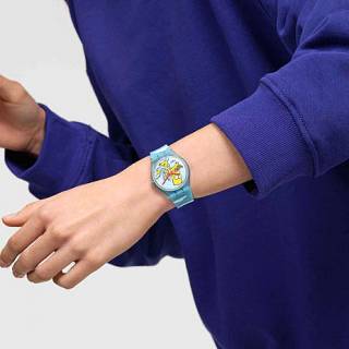 ΡΟΛΟΙ SWATCH  SO28Z115 SWATCH Valentine's Day Simpsons Angel Bart Two Tone Silicone Strap