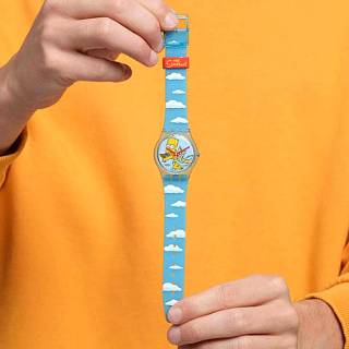 ΡΟΛΟΙ SWATCH  SO28Z115 SWATCH Valentine's Day Simpsons Angel Bart Two Tone Silicone Strap