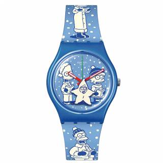 ΡΟΛΟΙ SWATCH  SO28Z126 SWATCH Simpsons Tidings of Joy Two Tone Silicone Strap