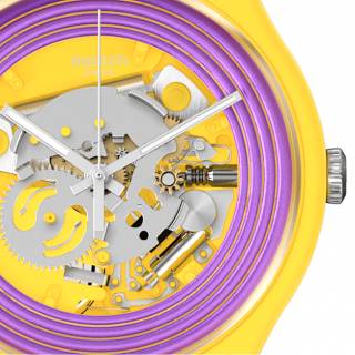 ΡΟΛΟΙ SWATCH SO29J100 SWATCH  New Gent  Purple Rings Yellow  Silicone Strap