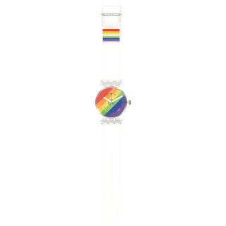 ΡΟΛΟΙ SWATCH SO29K701 SWATCH New Gent  Stripe Fierce White Silicone Strap