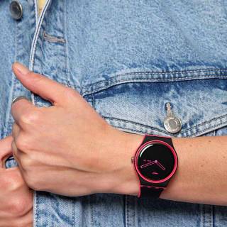 ΡΟΛΟΙ SWATCH  SO29P700 SWATCH Minimal Line Pink Black Silicone Strap