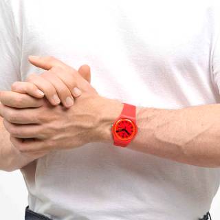 ΡΟΛΟΙ SWATCH   SO29R705 SWATCH Proudly Red Silicone Strap