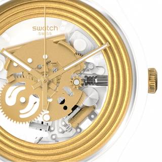 ΡΟΛΟΙ SWATCH SO29W107 SWATCH New Gent  Golden Rings White Silicone Strap