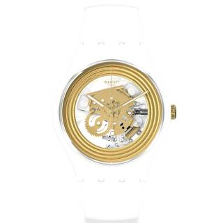 ΡΟΛΟΙ SWATCH SO29W107 SWATCH New Gent  Golden Rings White Silicone Strap