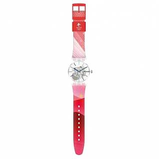 ΡΟΛΟΙ SWATCH  SO29Z105 SWATCH Beijing 2022 Collection Red Rivers And Mountains Multicolor Silicone Strap