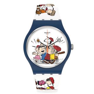 ΡΟΛΟΙ SWATCH SO29Z107 SWATCH Peanuts First Base White Silicone Strap