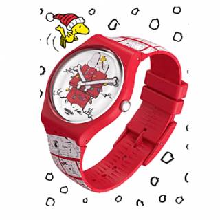 ΡΟΛΟΙ SWATCH  SO29Z109 SWATCH  X Peanuts Holiday Special CHOMP! Red Rubber Strap