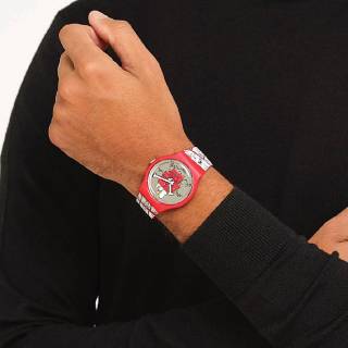 ΡΟΛΟΙ SWATCH  SO29Z109 SWATCH  X Peanuts Holiday Special CHOMP! Red Rubber Strap