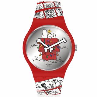 ΡΟΛΟΙ SWATCH  SO29Z109 SWATCH  X Peanuts Holiday Special CHOMP! Red Rubber Strap