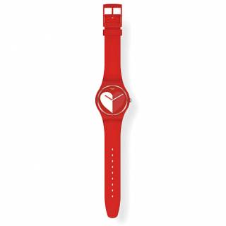 ΡΟΛΟΙ SWATCH  SO29Z112 SWATCH Half <3 White  Bioceramic Case  Red Silicone Strap