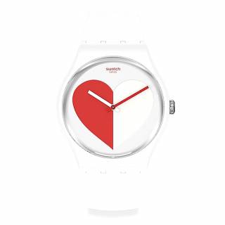 ΡΟΛΟΙ SWATCH  SO29Z113 SWATCH Half <3 Red  Bioceramic Case-White Silicone Strap