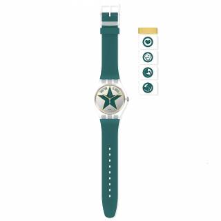 ΡΟΛΟΙ SWATCH SO29Z119 SWATCH Star Dad Green Silicone Strap