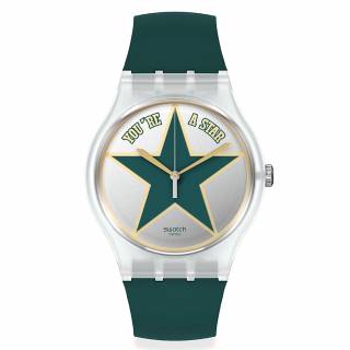 ΡΟΛΟΙ SWATCH SO29Z119 SWATCH Star Dad Green Silicone Strap