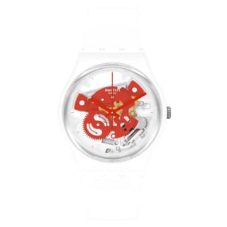 ΡΟΛΟΙ SWATCH SO31W104 SWATCH Gent Bioceramic Time To Red Small White Silicone Strap