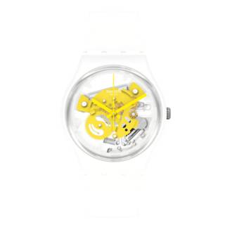 ΡΟΛΟΙ SWATCH SO31W105 SWATCH Gent Bioceramic Time To Yellow Small White Silicone Strap