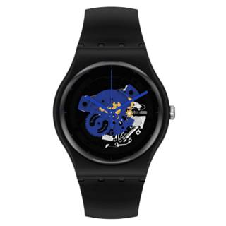 ΡΟΛΟΙ SWATCH SO32B109 SWATCH Gent Bioceramic Time To Blue Big Black Silicone Strap