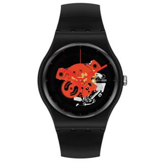 ΡΟΛΟΙ SWATCH SO32B110 SWATCH Gent Bioceramic Time To Red Big Black Silicone Strap