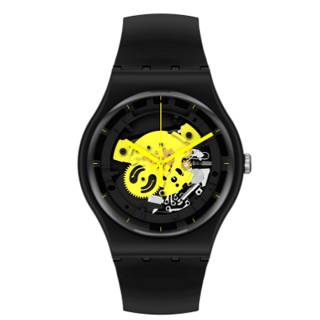 ΡΟΛΟΙ SWATCH SO32B111 SWATCH Gent Bioceramic Time To Yellow Big   Black  Silicone Strap