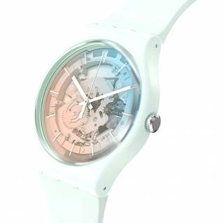 ΡΟΛΟΙ SWATCH  SO32S101 SWATCH Fleetingly Iceblue White Silicone Strap