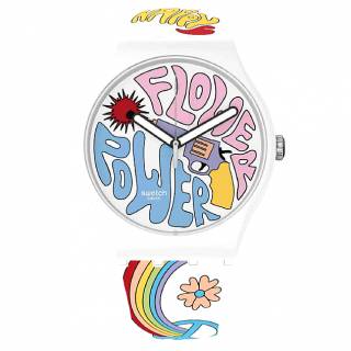 ΡΟΛΟΙ SWATCH SO32W107 SWATCH Power of Peace Multicolor Silicone Strap