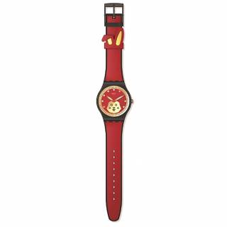 ΡΟΛΟΙ SWATCH  SO32Z107 Swatch Year of the Rabbit Special Edition Red Silicone Strap