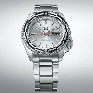 ΡΟΛΟΙ SEIKO SRPK09K1 SEIKO 5 Sports The 'New Rally Diver' Retro Colour Collection Automatic Silver Stainless Steel Bracelet Special Edition