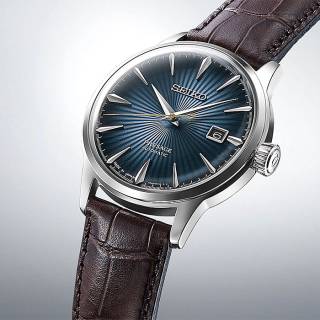 ΡΟΛΟΙ SEIKO SRPK15J1 SEIKO Presage Midnight Blue Moon Automatic Brown Leather Strap