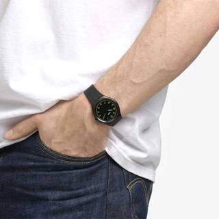 ΡΟΛΟΙ SWATCH   SS07B108 SWATCH Skin Irony Brushed Green Black Rubber Strap