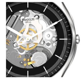 ΡΟΛΟΙ SWATCH SS07S115 SWATCH Skin Irony Black Skeleton Black Leather Strap