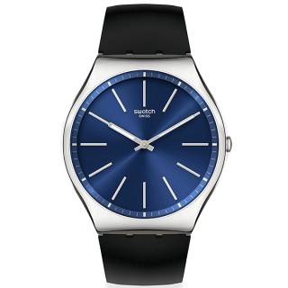 ΡΟΛΟΙ SWATCH  SS07S125 SWATCH Formal Blue 42 Black Leather Strap