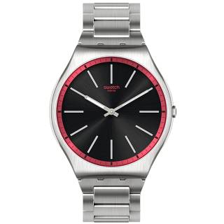 ΡΟΛΟΙ SWATCH  SS07S129G SWATCH Red Graphite Silver Stainless Steel Bracelet