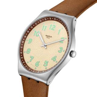 ΡΟΛΟΙ SWATCH  SS07S135 SWATCH Tabby Hepcat with Brown Leather Strap