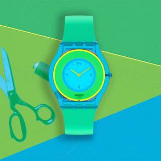 ΡΟΛΟΙ SWATCH SS08Z100 SWATCH X Supriya Lele Hara Green Silicone Strap