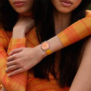 ΡΟΛΟΙ SWATCH SS08Z105 SWATCH X Supriya Lele Fire Madras Orange Silicone Strap