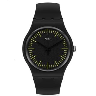 ΡΟΛΟΙ SWATCH  SUOB184 SWATCH New Gent BlackNyellow Black Silicone Strap