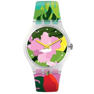 ΡΟΛΟΙ SWATCH  SUOK132 SWATCH Brit-In Tropical Garden Multicolor Silicone Strap