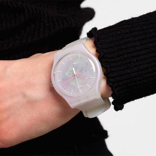 ΡΟΛΟΙ SWATCH  SUOK155 SWATCH New Gent Pink Mist Purple Silicone Strap