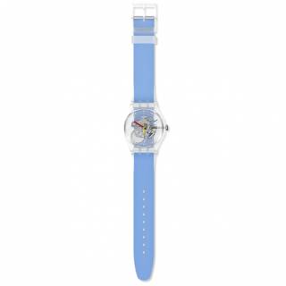 ΡΟΛΟΙ SWATCH  SUOK156 SWATCH Clearly Blue Striped Light Blue Silicone Strap