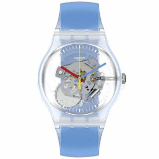 ΡΟΛΟΙ SWATCH  SUOK156 SWATCH Clearly Blue Striped Light Blue Silicone Strap