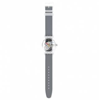 ΡΟΛΟΙ SWATCH  SUOK157 SWATCH Clearly Black Striped Grey Silicone Strap